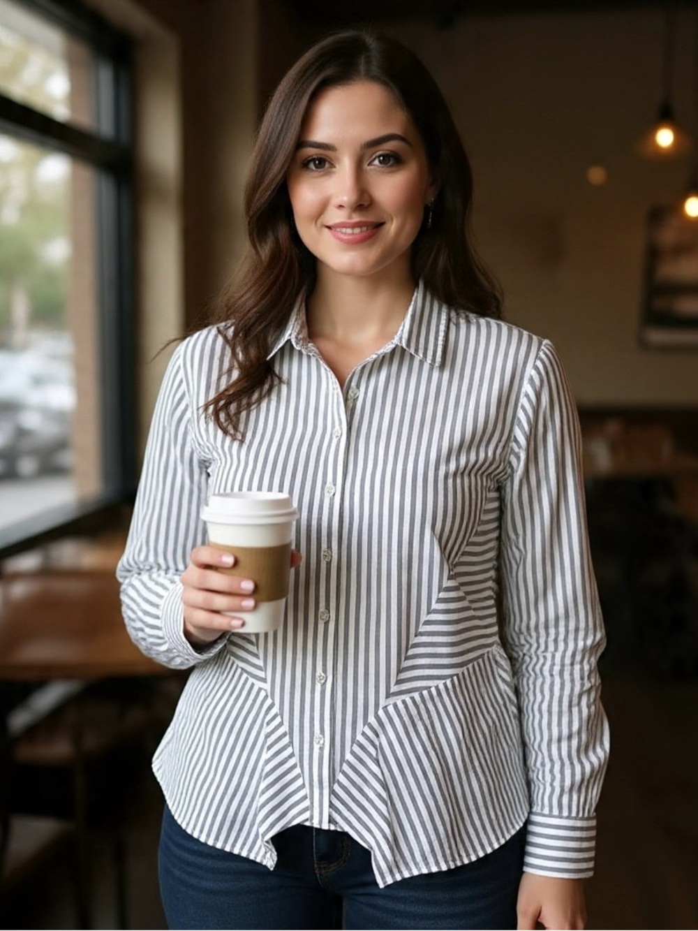 Niche Seersucker Stripe Button-Down Shirt PTP 22”